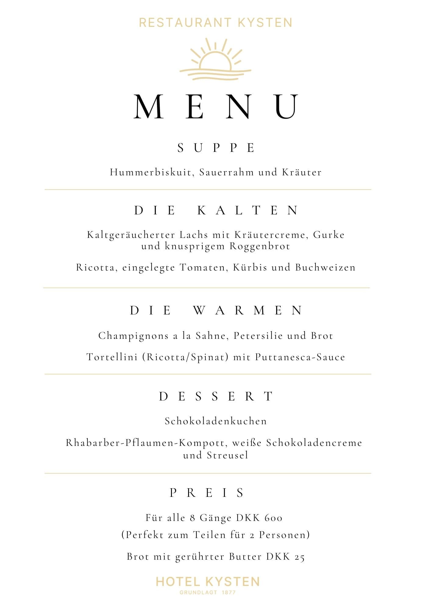 Menu auf Deutsch Woche 36